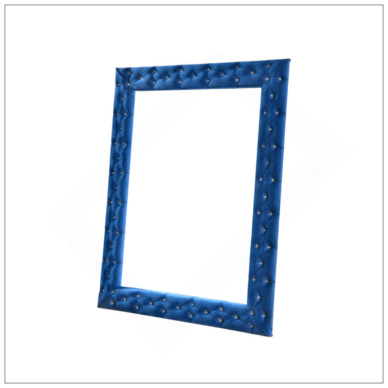 Miroir de plancher en velours bleu Dante