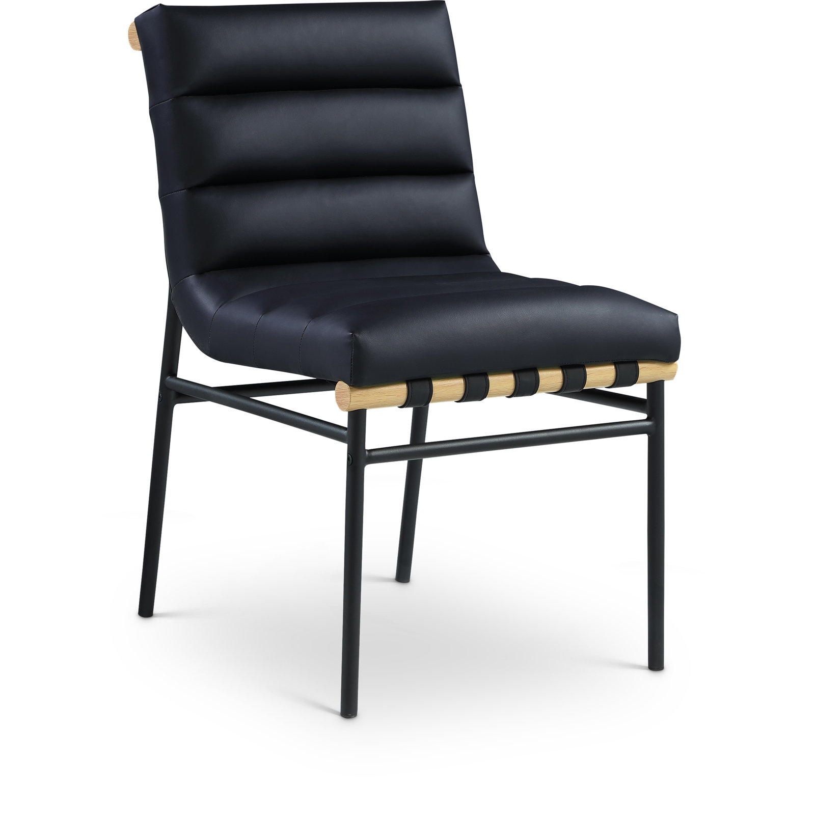 Vincentas Dining Chair, Black Vegan Leather