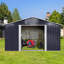 Abri de jardin extérieur en métal gris avec fenêtre 11,2 pi x 10,6 pi