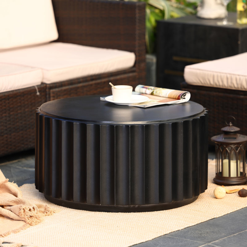 Table basse ronde noire en ciment pour l'extérieur et l'intérieur, décor moderne, cadeaux de pendaison de crémaillère