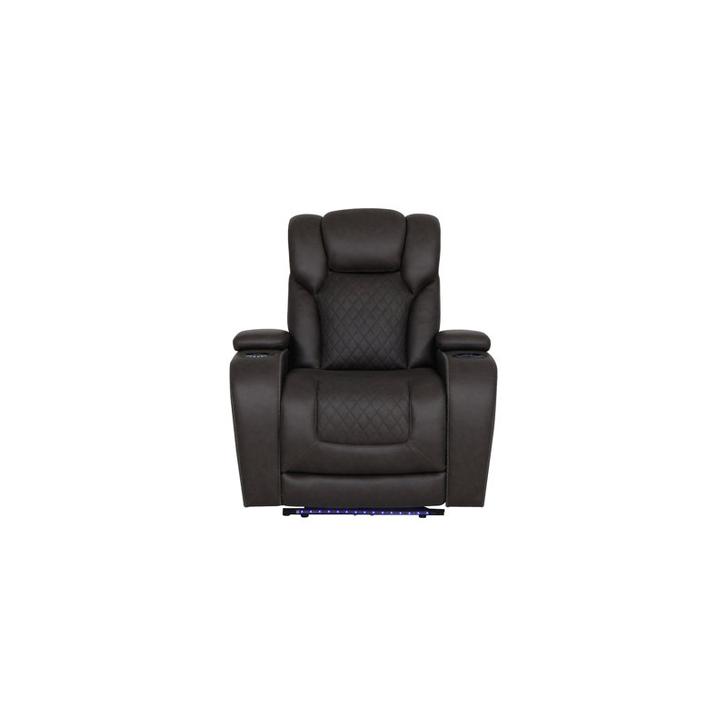 Wendell Dark Gray Microfiber Power Motion Recliner W/Storage