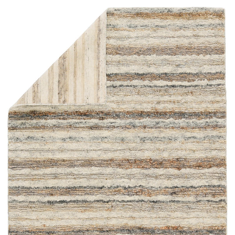 Hatha Striped Area Rug in Cream, Rectangle 2' x 3'