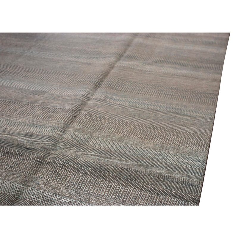 Tapis bleu et gris anthracite de haute qualité noué à la main