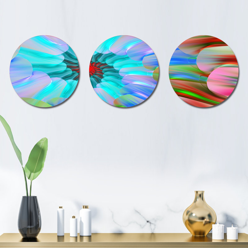 Vitrail bleu avec spirales - ensemble de décorations murales florales en métal