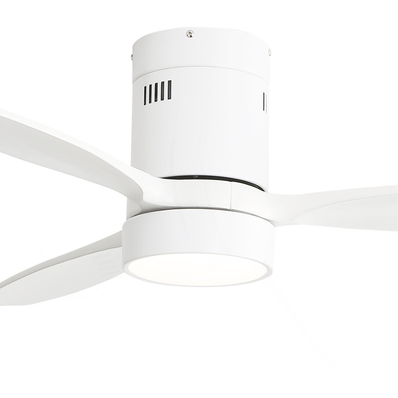 Ventilateur de plafond encastré en bois massif de 52 pouces avec moteur à courant continu réversible à télécommande 6 vitesses pour la maison