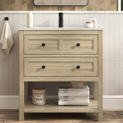 Wilce Meltiva Single Sink Bathroom Vanity With Solid Surface Composite Top