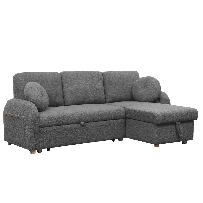 82" Sleeper Sofas Build-in USB Charging Port, Gray