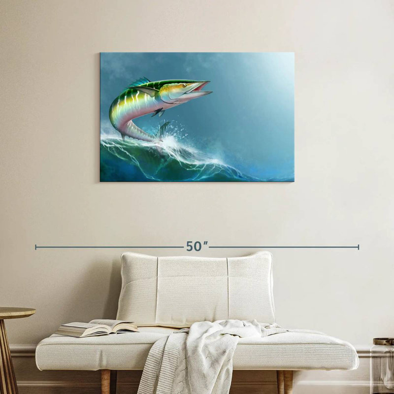 Brampt Wave Riding Wahoo Fish, 24" H x 36" W
