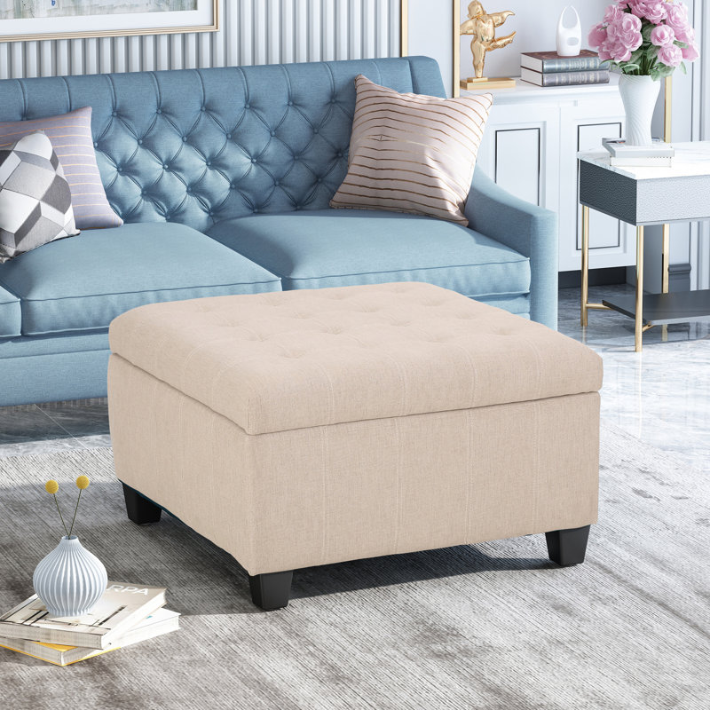 Repose-pieds rembourré avec rangement en tissu, Blé