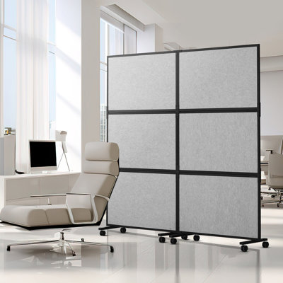 Acoustic Room Divider 72" x 66" Office Partition Panel 2 Pack, Office Dividers Partition Wall Polyester & 45 Steel Cubicle Wall Reduce Noise and Visual Distractions, Light Grey