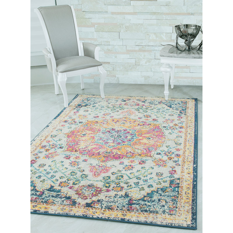 Tapis beige / orange, Rectangulaire 9 pi 8 po x 13 pi 2 po
