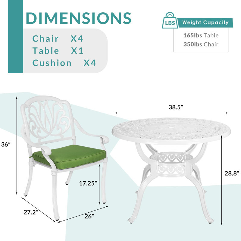 4 - Person Patio Dining Set with Round Table , Cushions Included