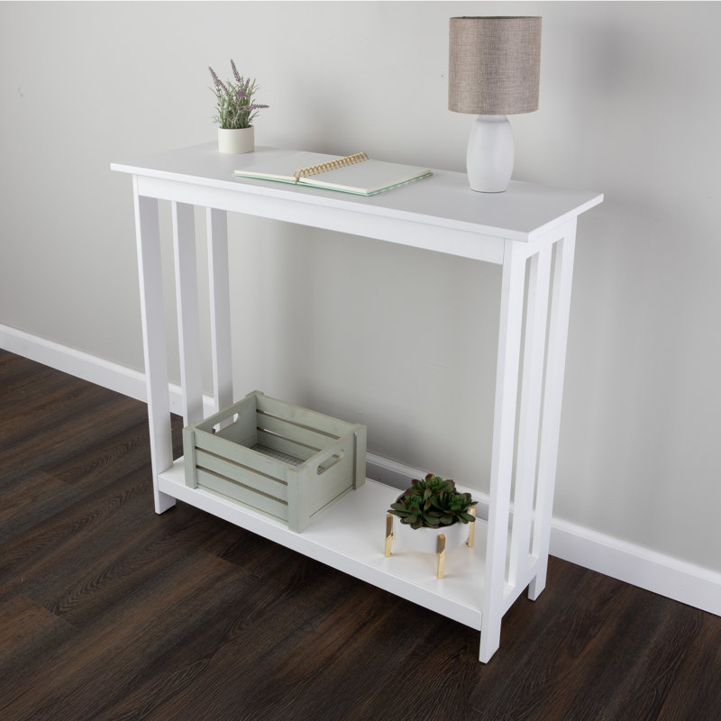 Console Table - 39in X 11.8in Narrow Entryway Table - 2-tier Sofa Table With Open Storage Shelf - Console Tables For Entryway, Hallway, And Foyer - Living Room Furniture (White)