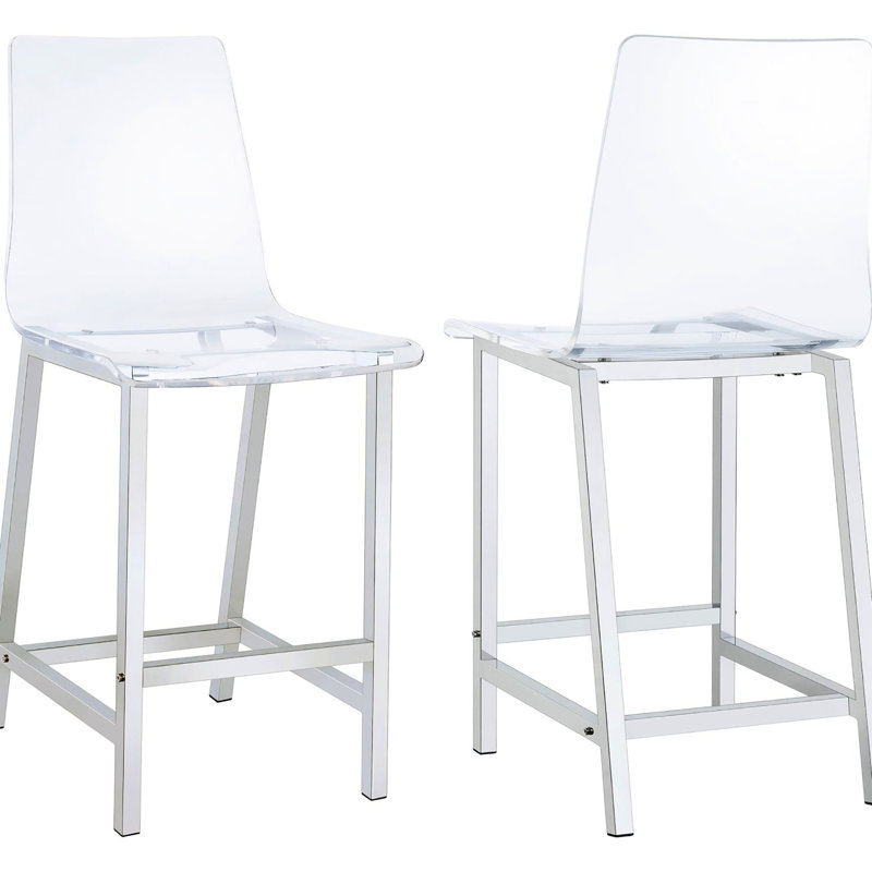 2 pièces de tabourets de comptoir transparents - chaises de bar contemporaines en acrylique avec dossier et pieds robustes pour la décoration de salle à manger de style moderne 2