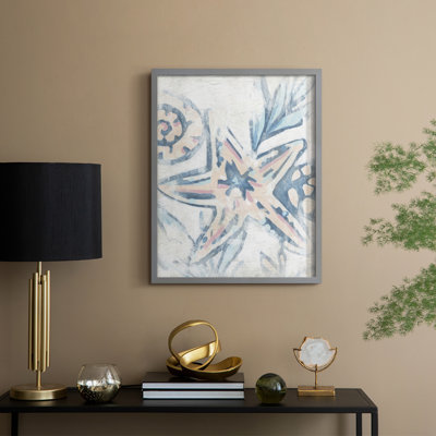 Reproduction encadrée Beach Shell Fresco IV - bois massif