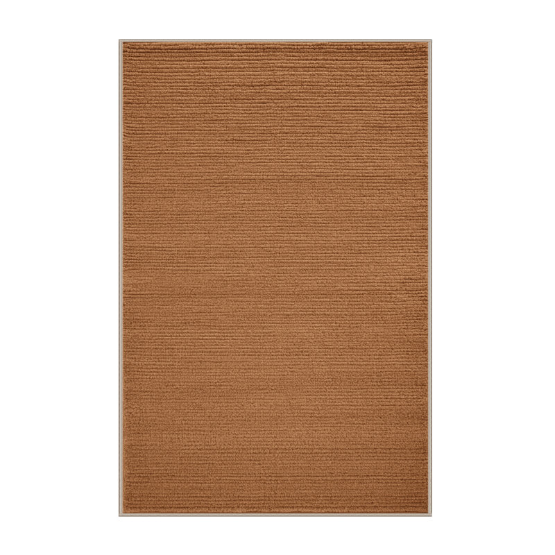 Machine Washable Solid Brown Area Rug, Rectangle 7' x 10'