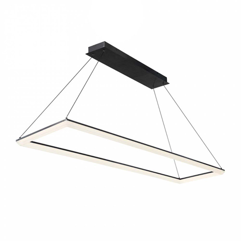 Luminaire suspendu géométrique à DEL 1 lumière Guilherme, Noir, 58 pouces