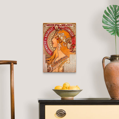 «Savonnerie de Bagnolet», affiche rétro, par Alphonse Mucha, par Alphonse Mucha, reproduction sur toile flottante