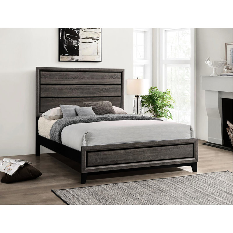 Rustic Grey Oak Queen Panel Bed