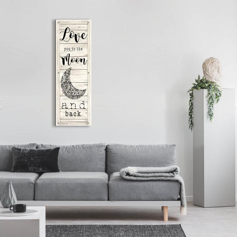  «Love You To The Moon And Back» par Cindy Jacobs, art mural en verre acrylique, 16 po x 48 po, H 48 po x l 16 po