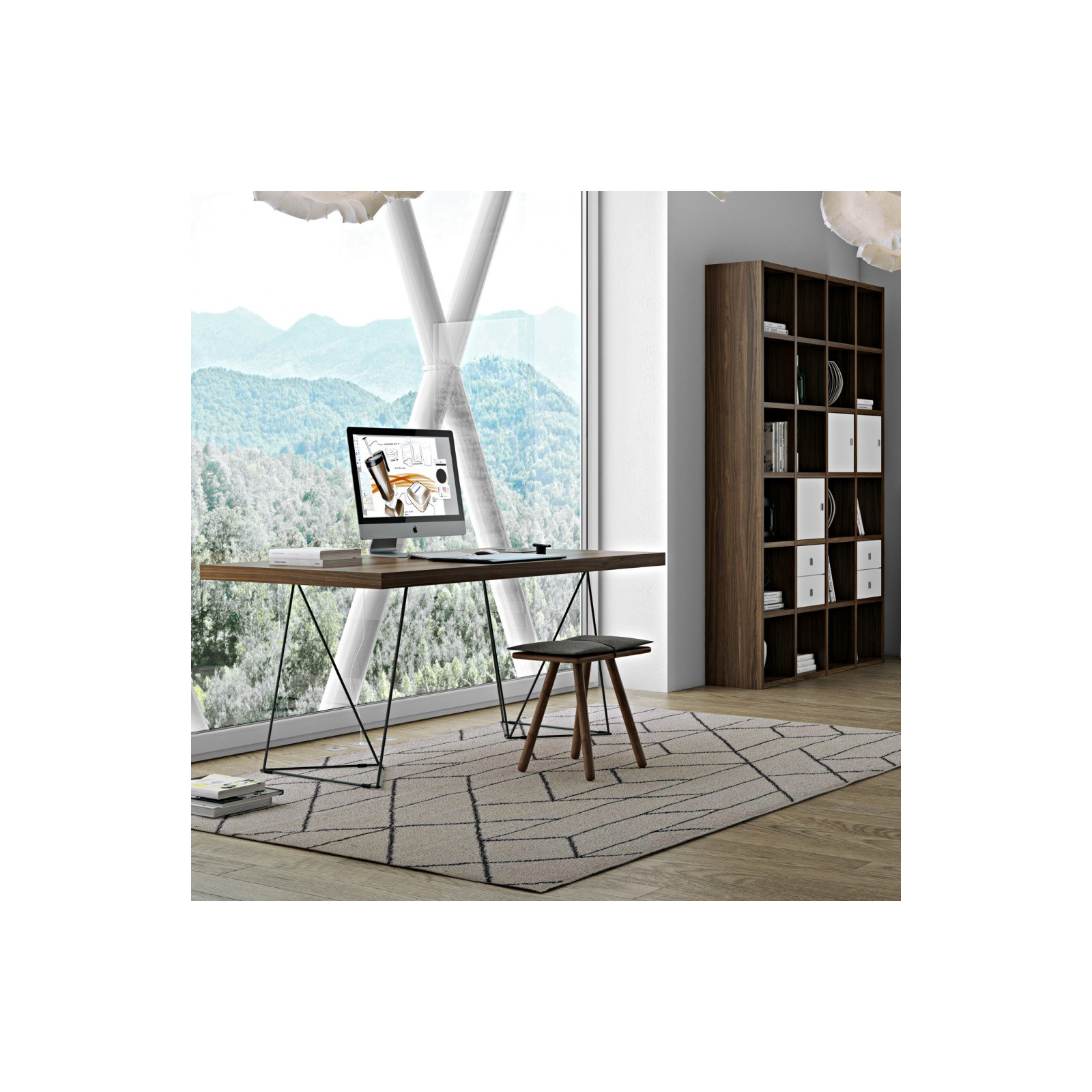 Araeya Wide Bookcase, Walnut