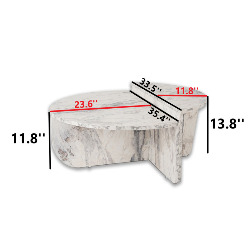Elowen 2-Piece Nesting Coffee Table with Faux Marble Finish