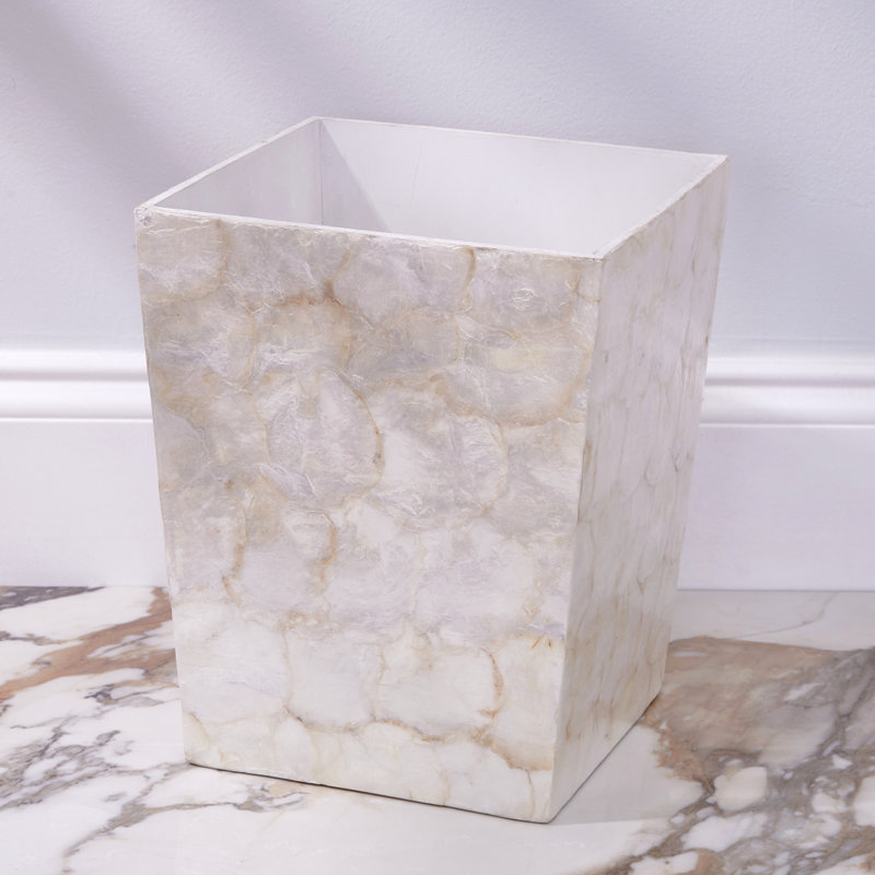 Capiz Waste Basket 3 Gallon, Ivory