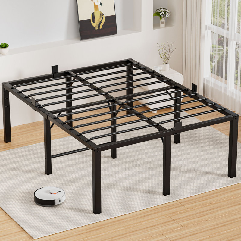 24 Inch Tall Bed Frame,Heavy Duty Bed Frame,3500 lbs Heavy Duty Metal High Platform Bed Frame,Mattress Slide Stopper,No Box Spring Needed,Noise-Free,Easy Assembly