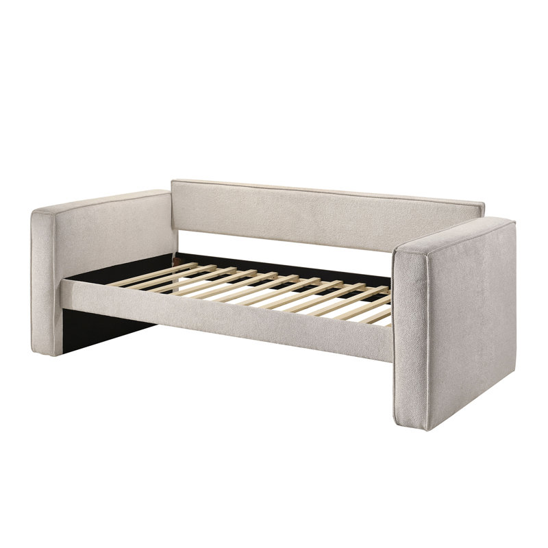 Lit de jour simple avec couchette Youssef, Blanc perle