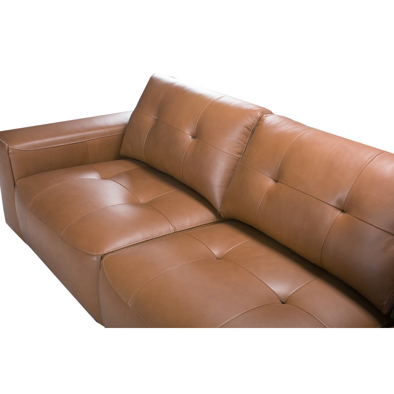 Upholstered Leather 84" Modular Loveseat Couch Sofa, Brown