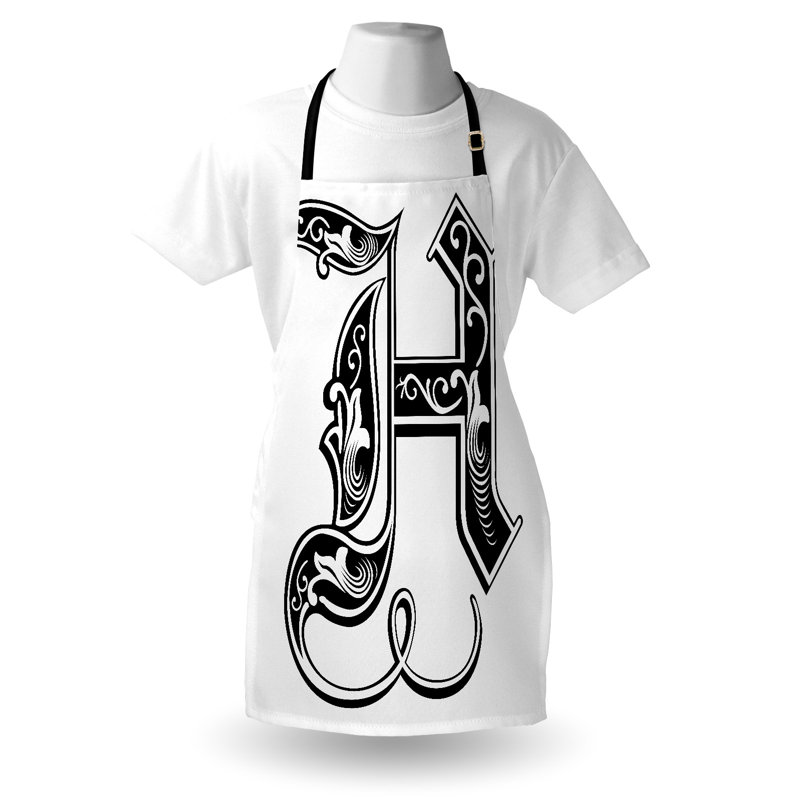 Tablier sans motif, Noir / blanc, H