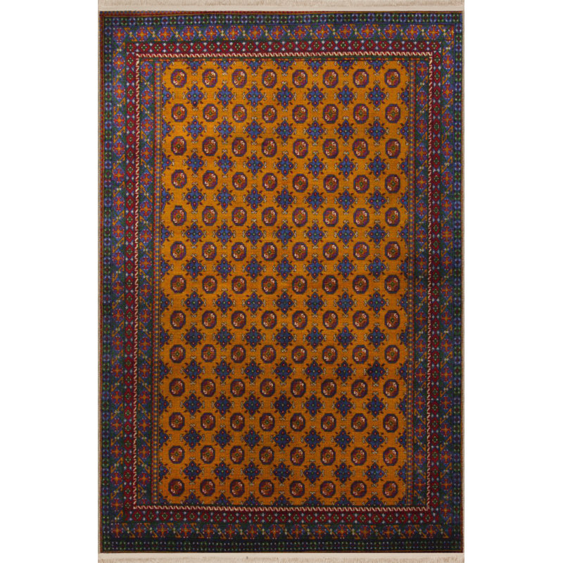 Tapis marocain en polypropylène à imprimé numérique orange Vittorina, Rectangle 4 pi x 5 pi 11 po