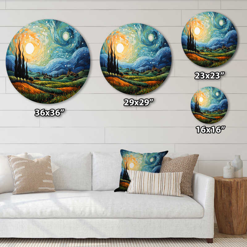 Jamarion - Paysages d'art rond en métal, H 16 po x l 16 po
