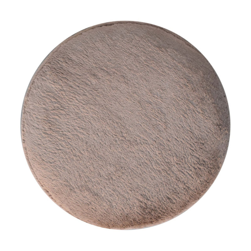 Repose-pieds rond en fausse fourrure Mocha
