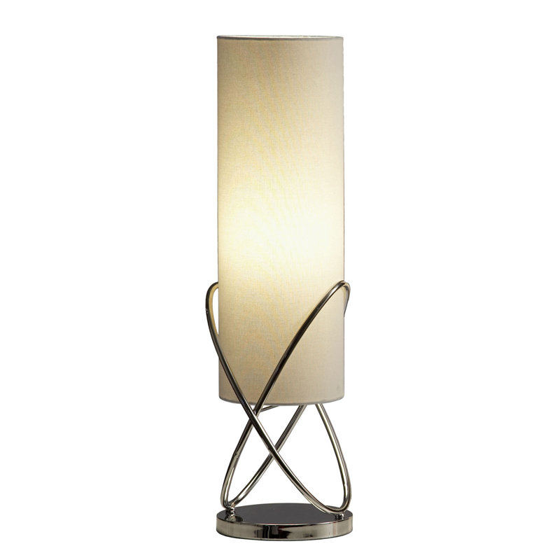 Internal Table Lamp - Chrome, White Linen Shade, Dimmer Switch