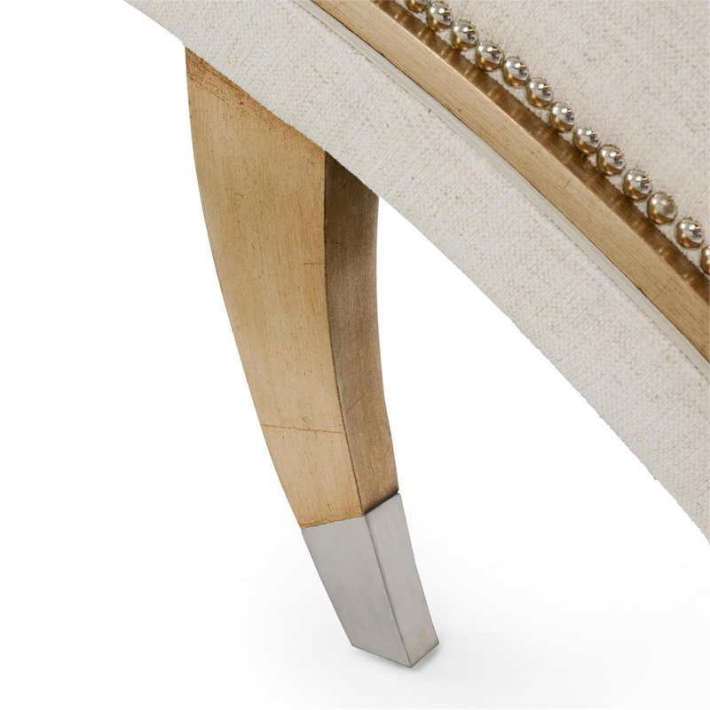 Hudson Chaise Lounge, Beige, Brown Wood