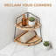 Support à épices multifonctionnel pour comptoir à épices, étagère de rangement pour comptoir de salle de bain à 2 niveaux avec structure en fer, plateau de rangement en bois de 13,7 po de hauteur pour coiffeuse, cuisine, chambre à coucher