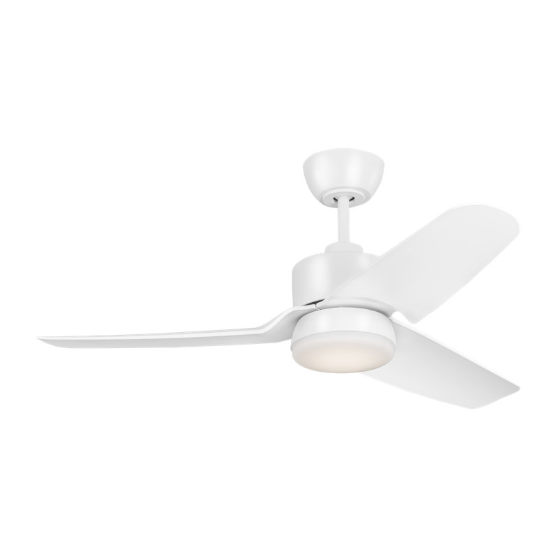 Heredia Indoor Ceiling Fan with Threaded Downrod, Matte White ABS blades and Handheld Remote, Matte White/Matte White