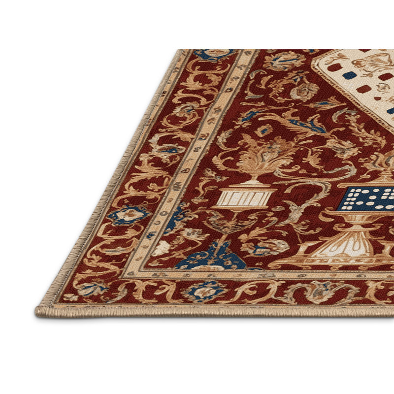 Tapis brun français lavable à la machine, Rond 3 pi