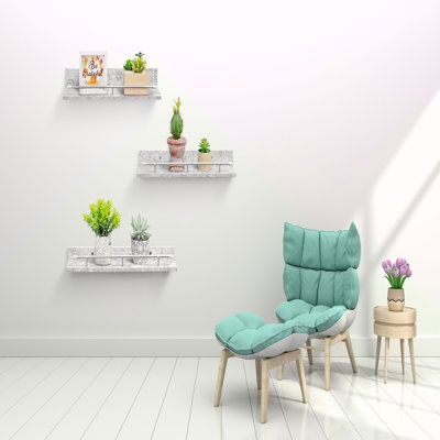 Tablettes flottantes murales en bois de 15,7 po pour la salle de bain, la chambre à coucher, le salon, la cuisine, la tablette suspendue pour livres / rangement / décor avec supports invisibles, gris