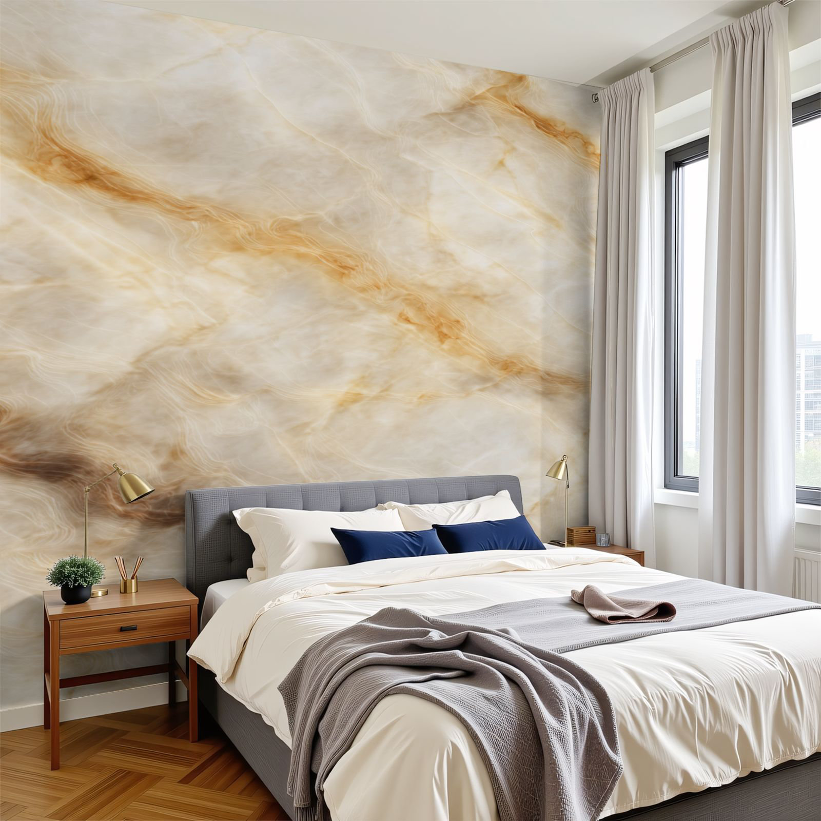 Red Barrel Studio 3D Peel and Stick Wallpaper beige marble abstract ...