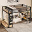Lit mezzanine double en métal avec garde-robe-676032476