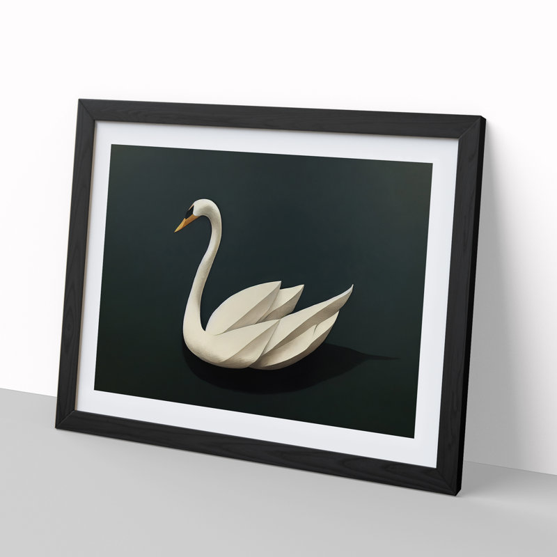 Intense Swan - Framed Print, Black, 46cm H x 64cm W x 2cm D