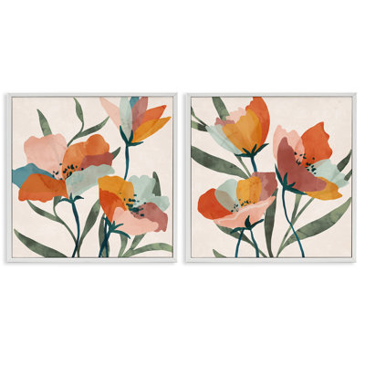 «Summer Bouquet Modern Abstract» par Nina Blue, ensemble de 2 peintures sur bois
