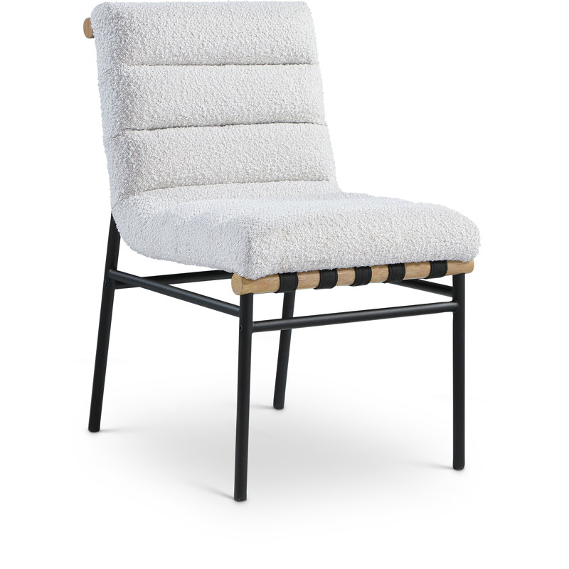 Chaise de salle à manger Vincentas, Tissu crème bouclé