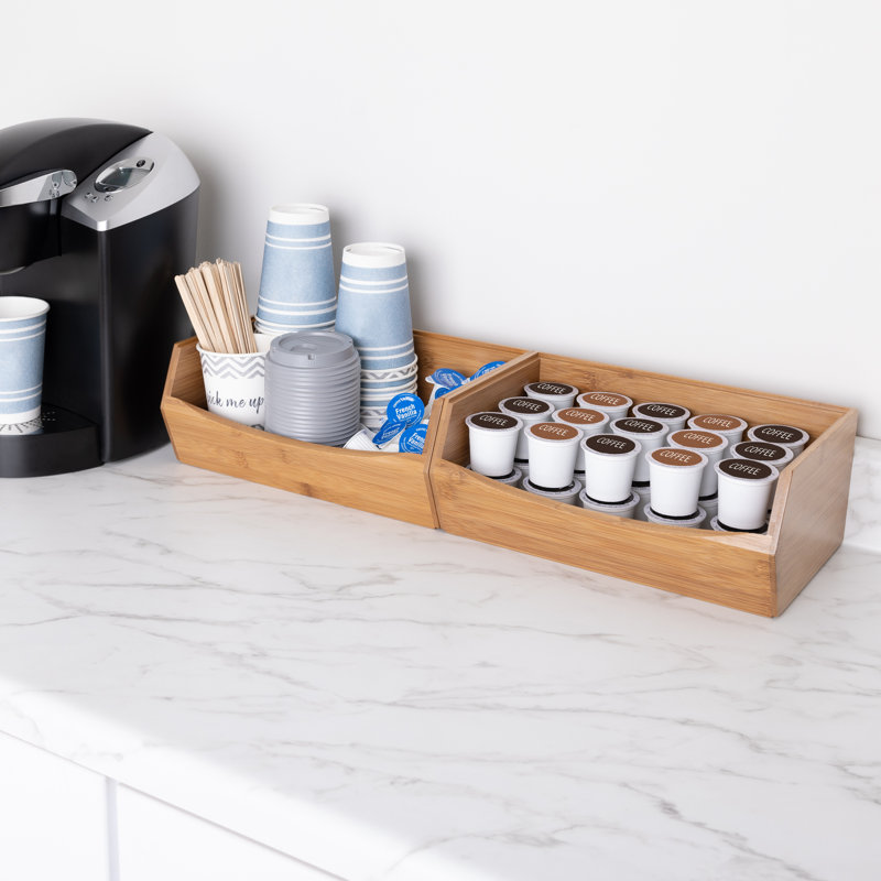Eco-Friendly Bamboo Stackable Bin Organizer Set, 12" x 8" x 5"
