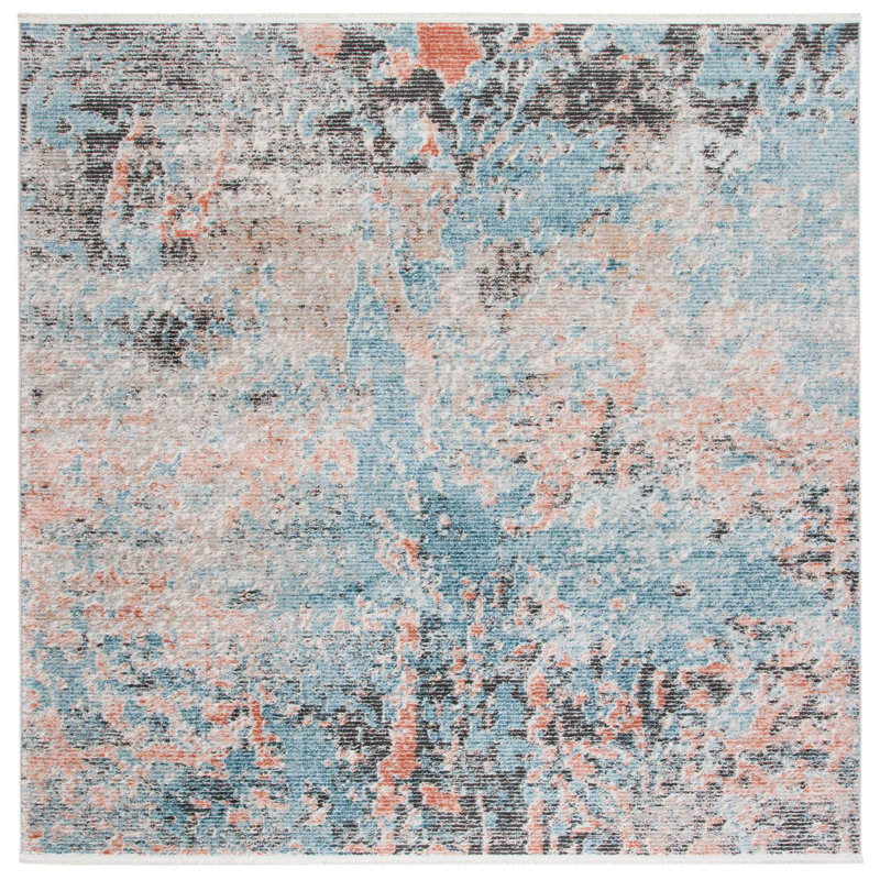 Tapis bleu / ivoire Mesa, Carré 6 pi 7 po