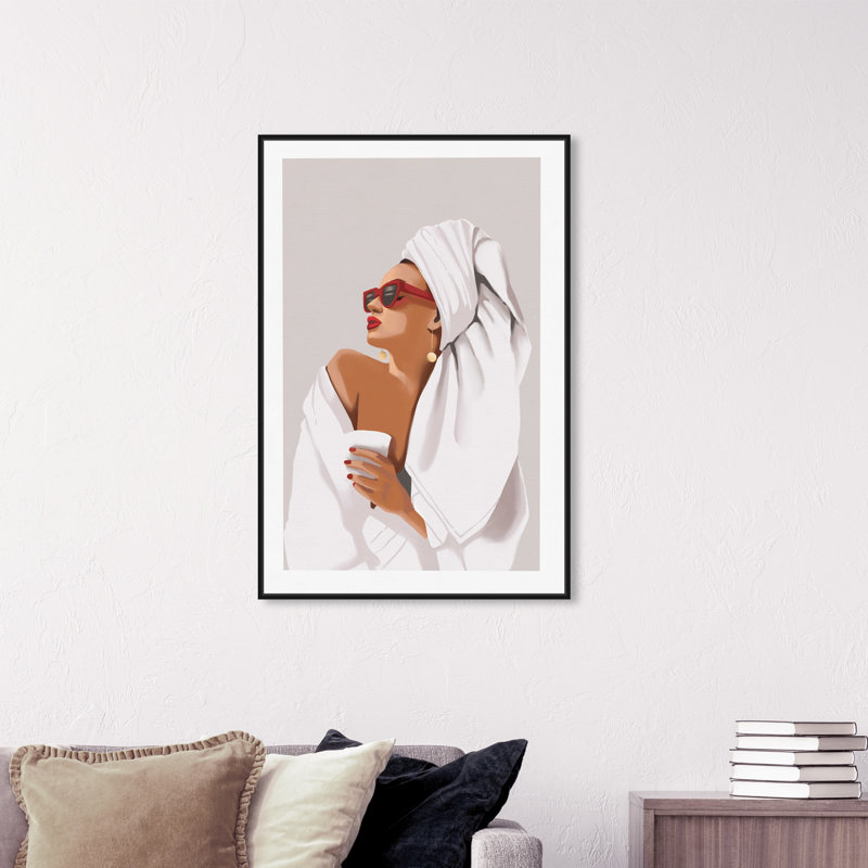 «Her Morning routine» - impression, Toile encadrée, H 36 po x l 24 po, Noir