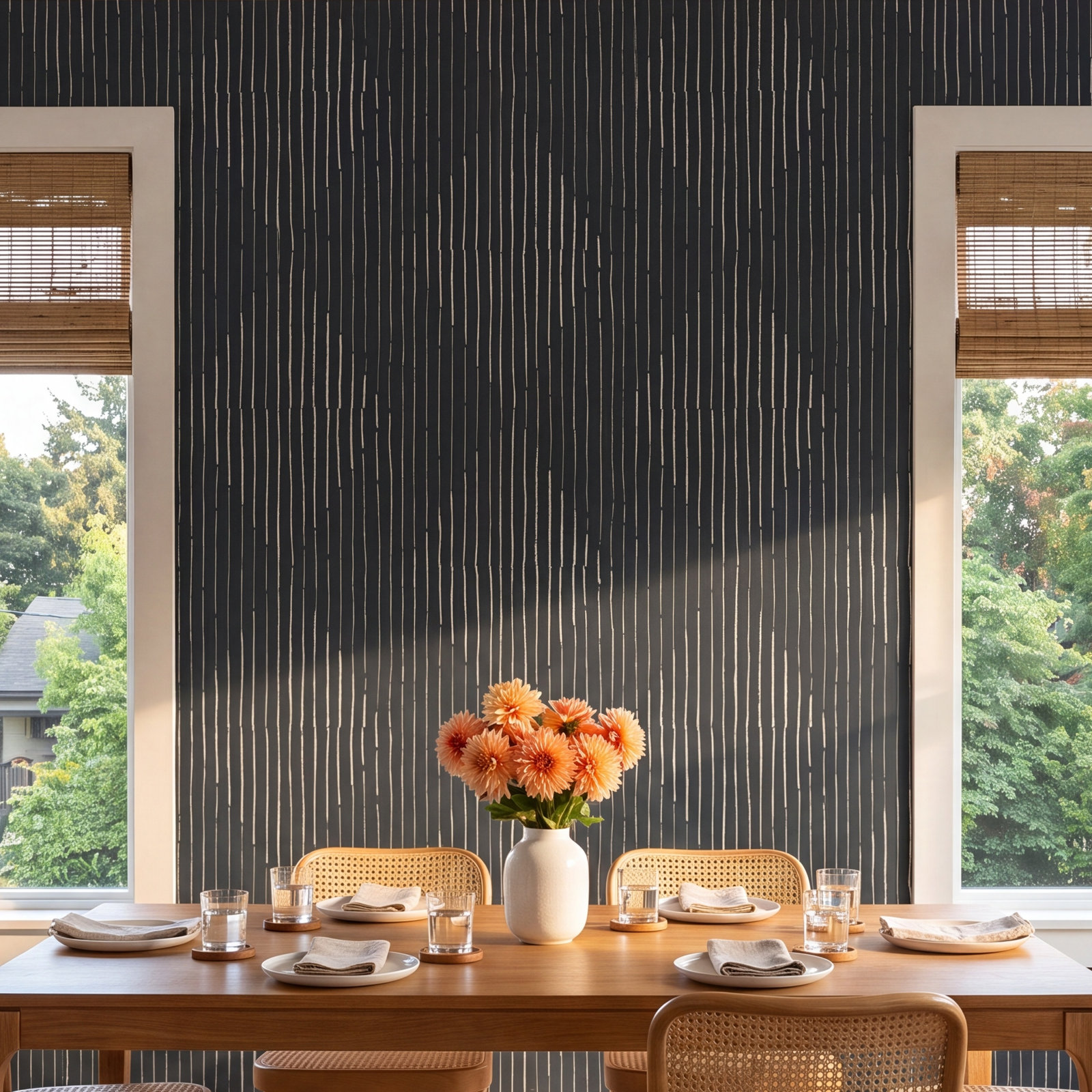 Organic Self-Adhesive Wallpaper Roll, Black, Self-adhesive, Paper