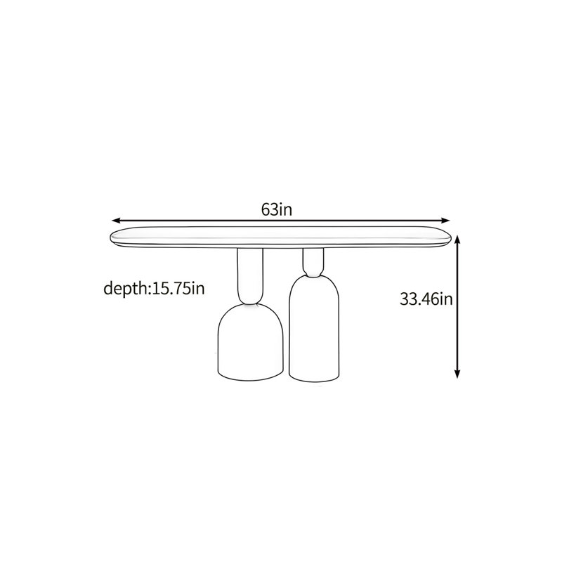 Italian minimalist console table, H 33,46 po x l 63 po x P 15,75 po